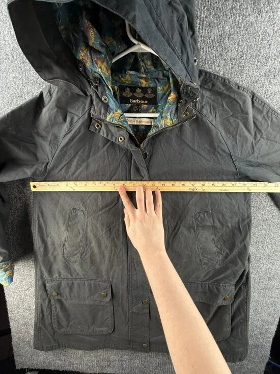 Barbour Love Wax Jacket Women Full Zip Blue Size 12 US Bird Lining Bridgewater - Picture 7 of 16